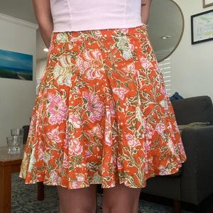 Orange floral skirt NWOT